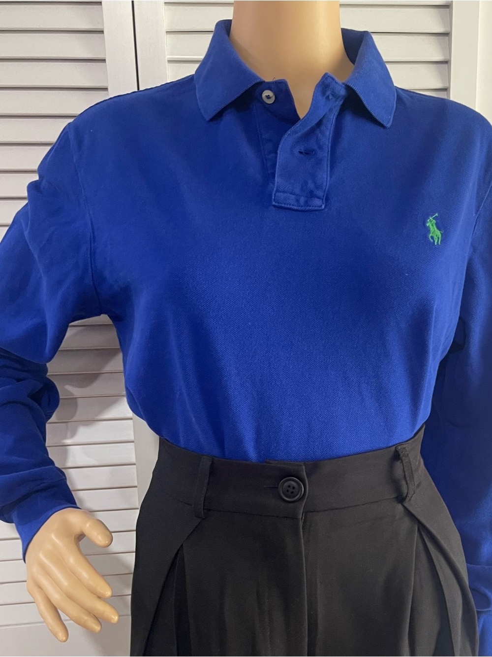 Polo by Ralph Lauren Royal Blue Long-Sleeve Polo with Green Pony